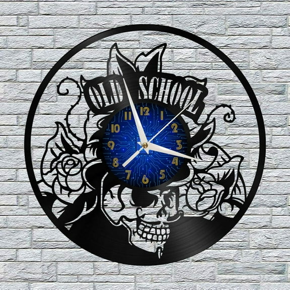 Old School 2 12 Inch Vinyl Record Wall Clock - Silent, Creative, and Unique Clock for Living Room, Entryway, or Bedroom Decor - Perfect Gift Idea(12 inchs B without LED)