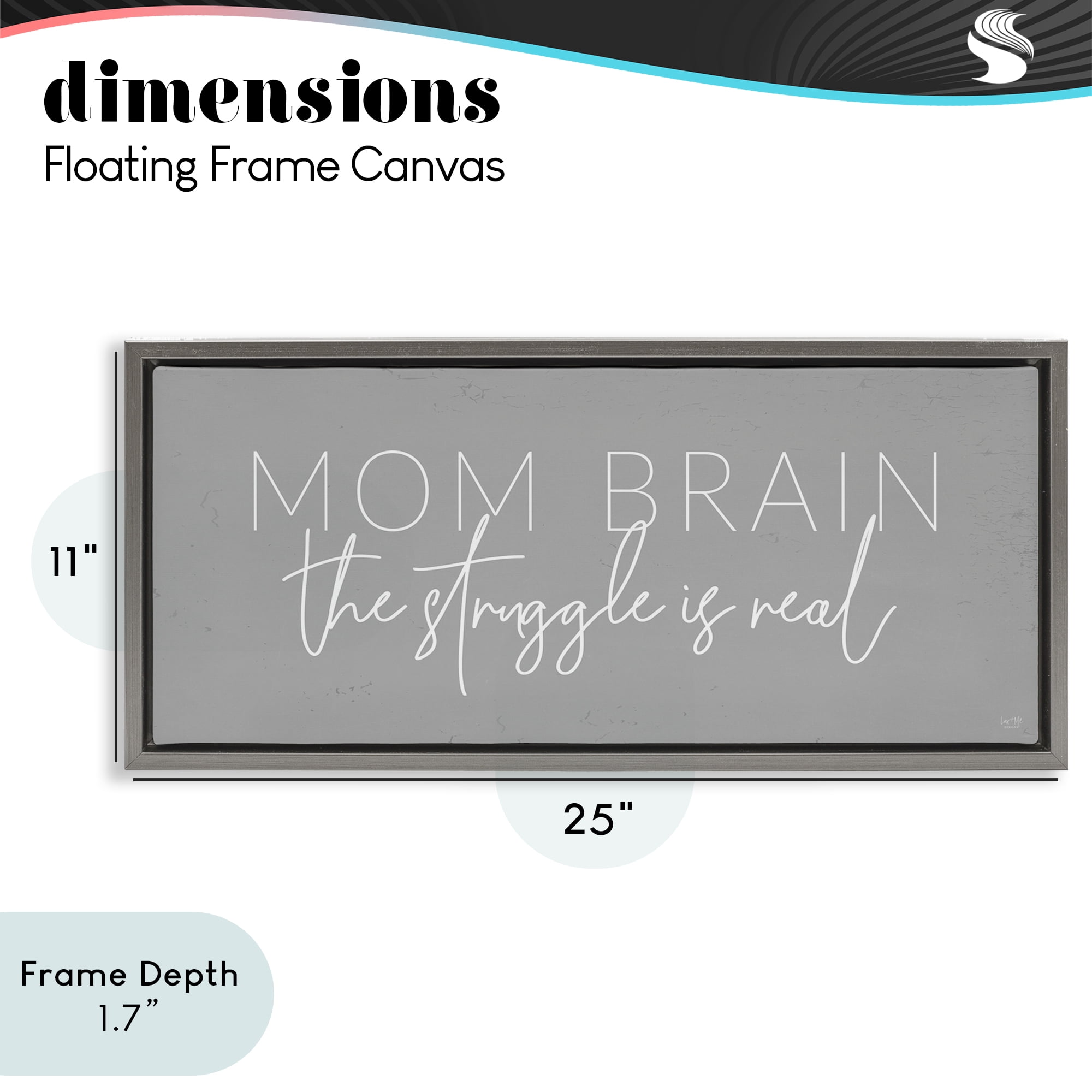 Stupell Industries Mom Brain Struggle Gray Framed Floater Canvas Wall Art, design by Lux + Me Designs