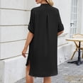 thumbnail image 4 of OSOLU Women Spring/summer Solid Color Loose Shirt Dress Mid Sleeve Button Dress Birthday Sundress Dresses For Women 2025 Elegant Classy, 4 of 5