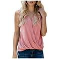 thumbnail image 1 of Gibobby Cuello en V Moda Casual Chaleco Blusa Sin mangas Botón Mujer con bolsillo Camiseta Blusa de mujer(Rosa,M), 1 of 4
