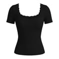 thumbnail image 4 of T Shirts for Women Short Sleeve Crew Neck Basic Black Summer Clothes Fashion Clothing, 4 of 4