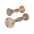 thumbnail image 6 of Handmade Mango Wood Eco-friendly Traditional Wallnut Set Of Two 9" & 15" Pillar Candle Holder, 6 of 7