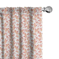 Ambesonne Coral Window Curtains, Leaves Florets Petals, Each 28" W x 63" L, Coral