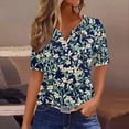 thumbnail image 2 of Kctiaxy Short Sleeve Shirts for Women Hawaiian Printed V-Neck Shirt Fashion Casual Beach Button Collared Pullover Floral Summer Tops, 2 of 6