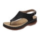 thumbnail image 1 of Sandalias de cuña para mujer Estilo romano Hebilla de una palabra ShoesBlack43, 1 of 4
