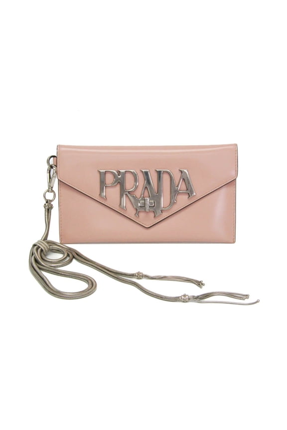 Pre-Owned Prada Envelope Chain Strap Women's Leather Clutch Bag,Pouch Pink