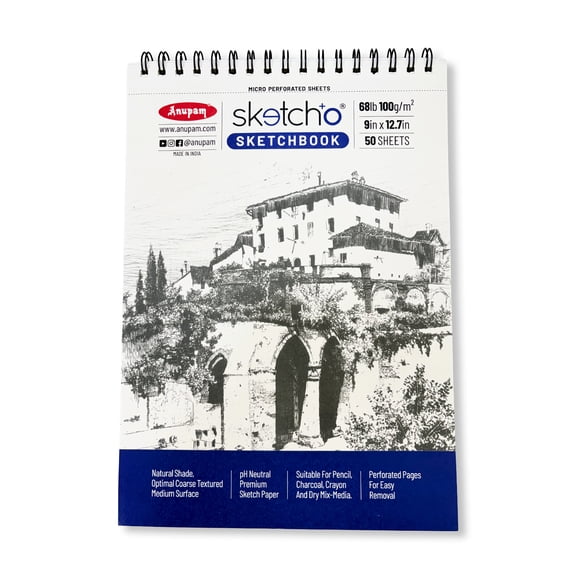 Anupam Sketch-O Sketchbook A4 | 50 Sheet 100 Pages | 100GSM | Top Spiral-Bound Sketchpad for Artists & Professionals for Marker Colored Pencil Charcoal