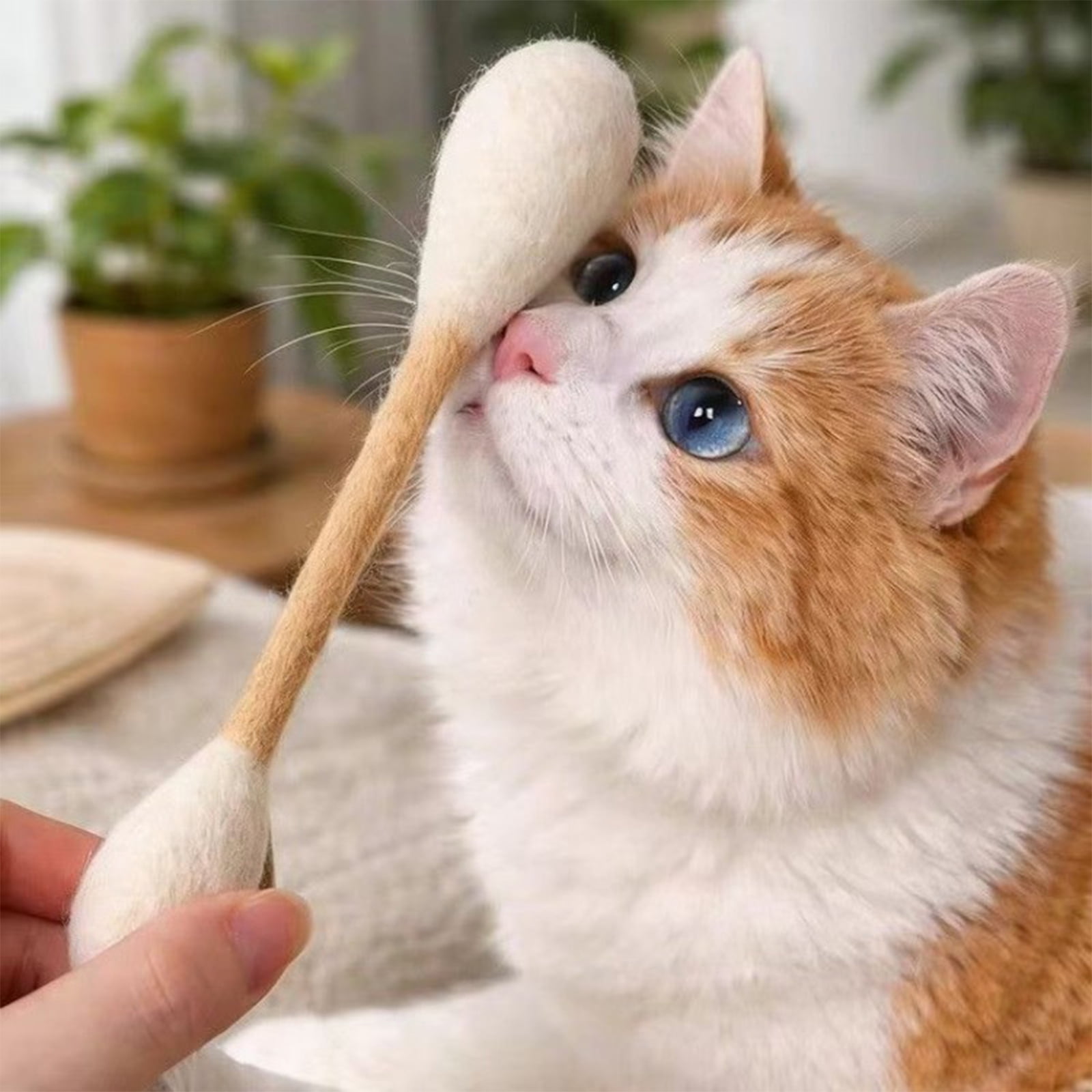 30CM Swabs Large Size Cat Toys with Catnip, Interactive Cotton Cat Toy Chew Sticks for Indoor Relieves Anxiety (6PC)