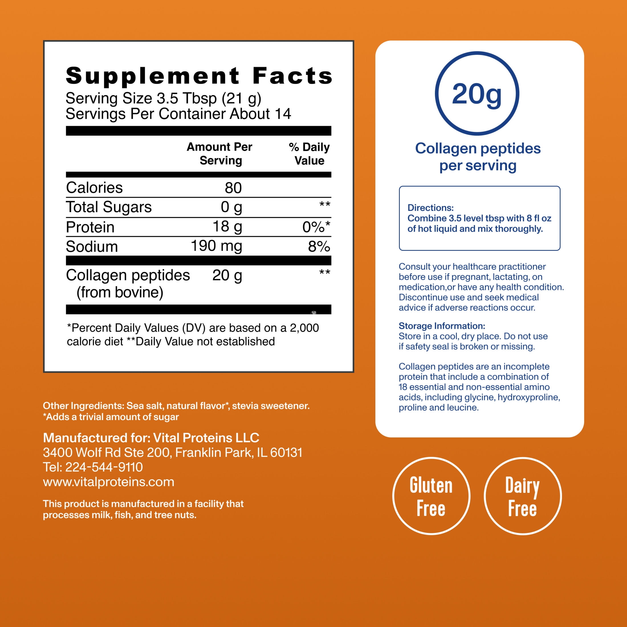 Vital Proteins Collagen Peptides, Salted Caramel Flavor Powder, 10.5 oz