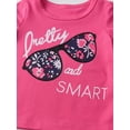 thumbnail image 3 of Toddler Baby Girl Clothes Letter Short Sleeve Tops and Print Shorts Summer Outfits Set Pink 2-3T, 3 of 7