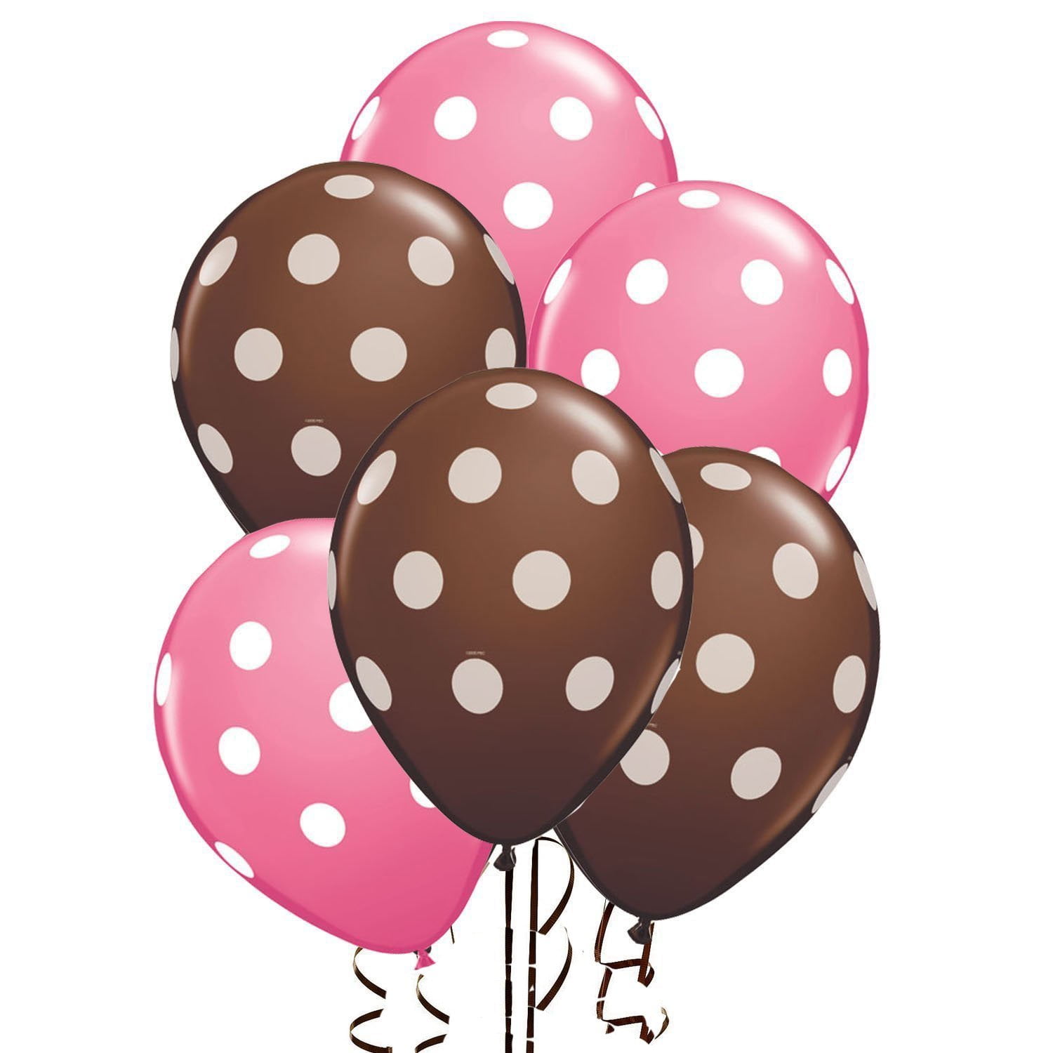 Polka Dot Balloons 11in Premium Hot Pink and Brown with AllOver print