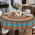 thumbnail image 1 of Boho Round Tablecloths 70 Inch, Wrinkle and Stain Resistant Table Cover Bohemian Round Table Cloth, Polyester Table Cloth Decor for Kitchen Table, 1 of 6