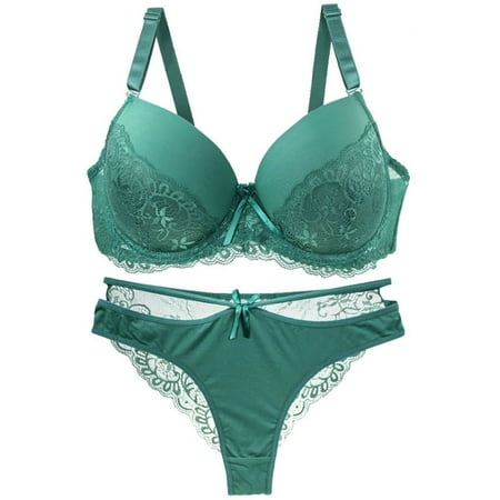 ALLLIST Lace Bras for Women Push up Wirefree Bra And Panty Set Nylon Embroidered Cozy Green T-Shirt Ladie s Bras Size 80C