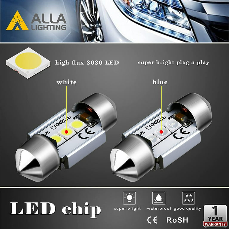Alla Lighting DE3022 DE3175 LED Bulb Bright 31mm CAN-Bus Festoon DE3021 3175 6428 3030 SMD Cars Trucks LED Interior Lights Dome Lights Map Lights