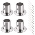 thumbnail image 1 of Ownmy 4 Paquetes De Soportes De Barra De Brida De Acero Inoxidable, Soporte De Tubo De Montaje En Pared Con Tornillos Para Armario, Barra De Cortina De Ducha (Apto Para 25 Mm / 1 '') (Tono Plateado), 1 of 5