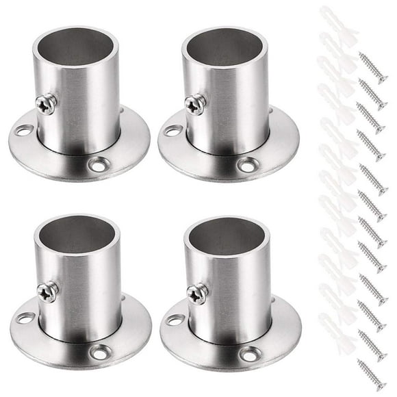 Ownmy 4 Paquetes De Soportes De Barra De Brida De Acero Inoxidable, Soporte De Tubo De Montaje En Pared Con Tornillos Para Armario, Barra De Cortina De Ducha (Apto Para 25 Mm / 1 '') (Tono Plateado)
