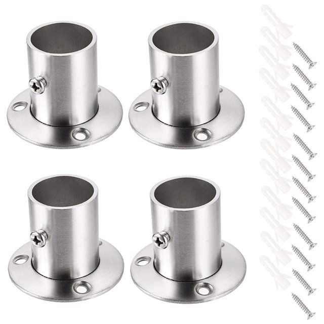Ownmy 4 Paquetes De Soportes De Barra De Brida De Acero Inoxidable, Soporte De Tubo De Montaje En Pared Con Tornillos Para Armario, Barra De Cortina De Ducha (Apto Para 25 Mm / 1 '') (Tono Plateado)