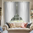 thumbnail image 2 of Grey and Swag Valances for Windows 2 Pack White Gradient Swag Kitchen Curtains 63 Inches Long Rod Pocket Short Window Treatment for Kitchen Bathroom 36"x63", 2 of 8