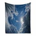 thumbnail image 1 of Landscape Soft Flannel Fleece Blanket, Clear Weather Vivid Vibrant Sun on Sky with Clouds Solar of Clean Energy Power Art, Cozy Plush for Indoor and Outdoor Use, 50" x 70", Grey Blue, by Ambesonne, 1 of 5