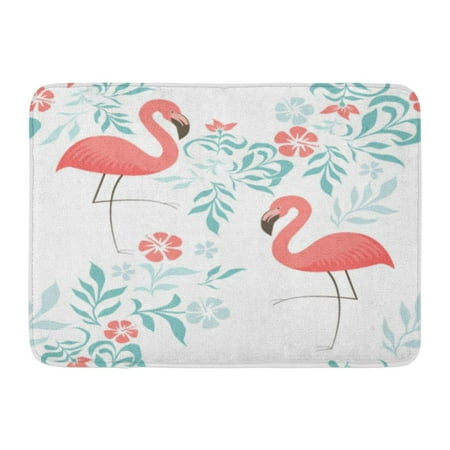 GODPOK Pink Summer Exotic Flamingo Patter Design Modern Stylish and File Textiles Websites Blogs Botanical Rug Doormat Bath Mat 23.6x15.7