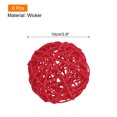 thumbnail image 2 of Unique Bargains 8 Pcs Wicker Rattan Balls 3.9 Inch Rattan Decorative Balls for Vase Fillers Craft Home Decor Red, 2 of 5