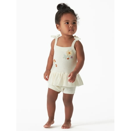 

Modern Moments by Gerber Baby Girl Embroidered Pointelle Romper Sizes 0/3M-24M
