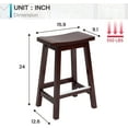 thumbnail image 6 of Bar Stools Set of 2, Solid Wooden Saddle-Seat Stools Kitchen Counter Barstool 24-Inch Height Counter Height Pub Chairs for Dinning Room Kitchen, 6 of 7
