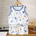 thumbnail image 2 of XUELUO Toddler Boys Outfit Sets Summer Cartoon Fish Print Round Neck Sleeveless Tank Tops Vest With Elastic Waist Shorts Two Piece Casual Sports Streetwear,White,4-5 Years, 2 of 9