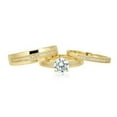 thumbnail image 6 of AVORA 10K Yellow Gold 1.25 Carat Simulated Diamond CZ  Beaded Engagement Wedding Band Trio Ring Set, 6 of 6