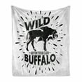 thumbnail image 1 of Buffalo Soft Flannel Fleece Throw Blanket, Monochrome Style Wild Animal Bison Illustration Positive Grunge Wording, Cozy Plush for Indoor and Outdoor Use, 50" x 60", Charcoal Grey White, by Ambesonne, 1 of 6