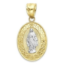 14k Real Solid Gold Dainty Virgin Mary Pendant with Filagree Detail, Catholic Jewelry for Her