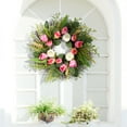 thumbnail image 2 of HOBLOC 20 inches Front Door Wreath with Tulip Artificial Spring Summer Wreath for Wall Window Room Farmhouse Indoor Outdoor Decor, 2 of 8