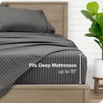 thumbnail image 4 of Bare Home Ultra-Soft Sheet Set - Premium 1800 Collection - Deep Pockets - 4-Pieces - Full, Pinstripe - Gray/White, 4 of 8