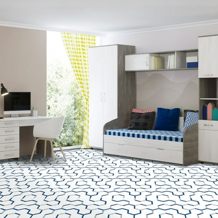 Kate Aurora Home Basics Do It Yourself 12”x12” Peel ‘N’ Stick Self Adhesive Vinyl Floor Tiles Pack Of 20 - Geo Puzzle