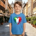 thumbnail image 4 of GPOECD T-Shirts pour Tout-Petits Enfants Mode Décontractée Manches Courtes avec Imprimé Italie Col Rond Haut pour Garçons Filles Hauts Décontractés 1-13 Ans 02_Blue,8-9 Ans, 4 of 6