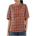 thumbnail image 1 of Camisas de Manga Corta para las Mujeres Casual, Botón de Cuello en V de la Moda de Verano, Top Suelto/Camisa Casual, 1 of 4