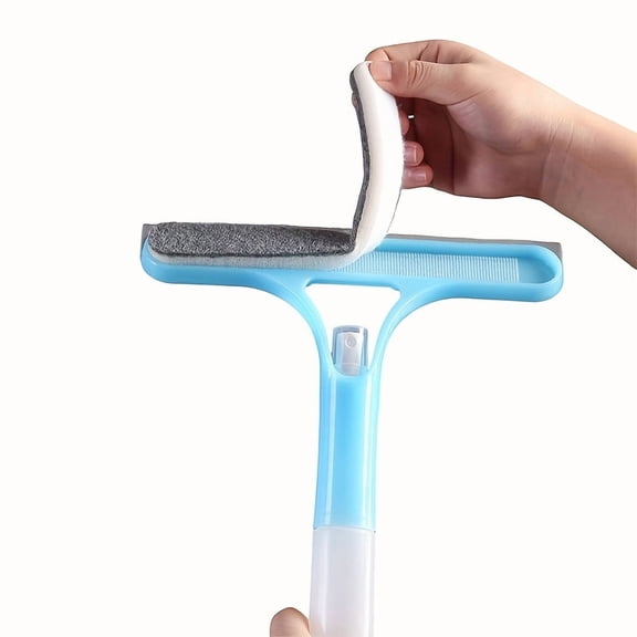 Professional 3-in-1 Window Cleaning Tool, Glass Squeegee with Scrubber & Window Scraper, Streak-Free Glass Cleaner for Shower Doors, Mirrors, Car Windshields, Windows & Home Glass Surfaces