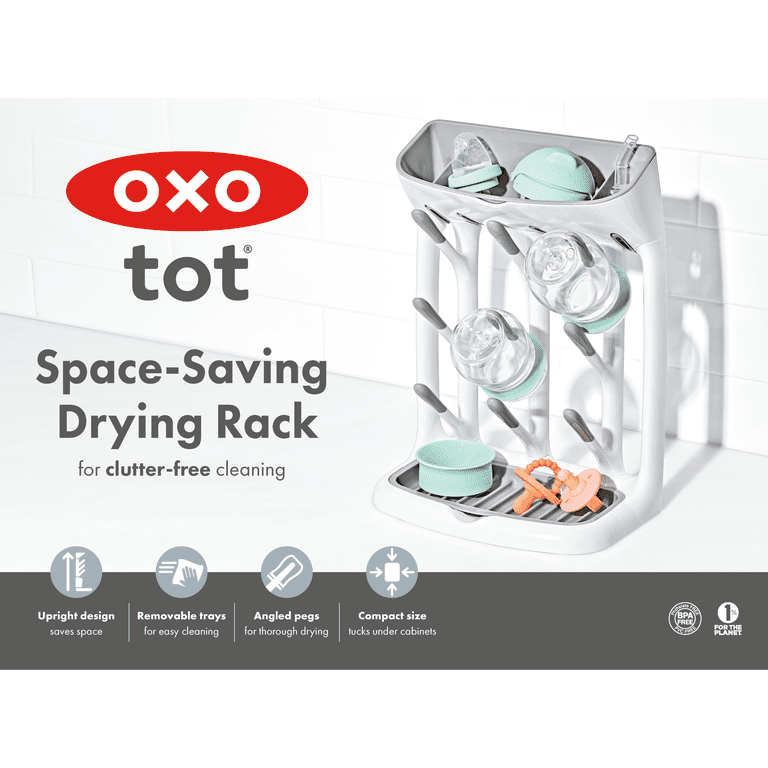 OXO Tot Space-Saving Baby Bottle Drying Rack, White photo 8