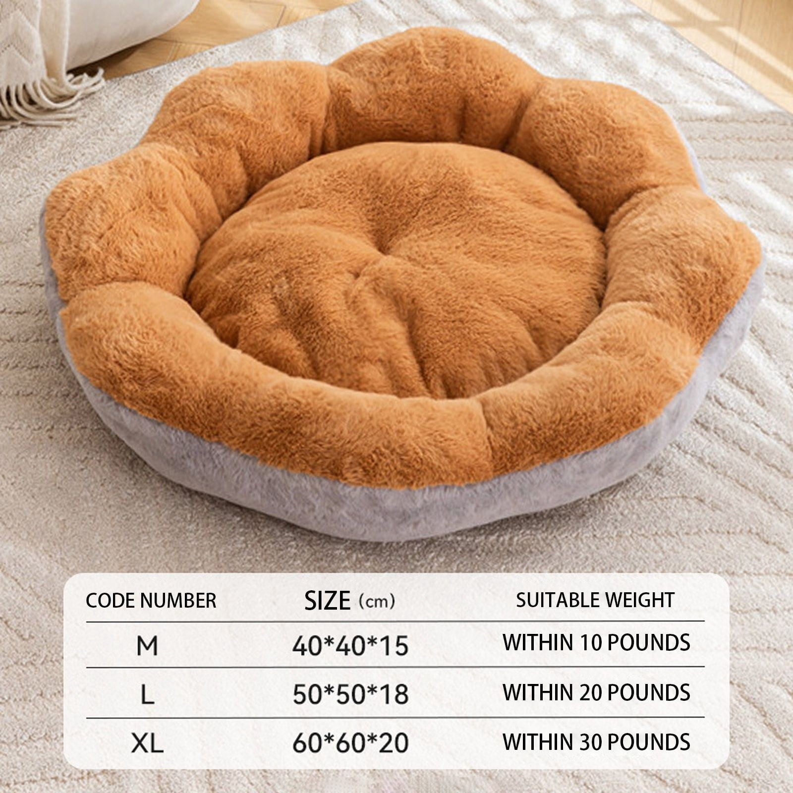 60x60x20 Inches Extra Large Flower Donut Dog Bed, Soft Round Plush Calming Bed for Cats Dogs, Warming Cat Bed Mat - Non- Machine Washable Pet Couch