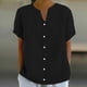 thumbnail image 2 of Nueva camiseta de mujer con cuello en V pequeño y botones sueltos - Camisa con botones de moda para primavera-verano - Prenda informal versátil de color liso, 2 of 5
