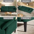 thumbnail image 4 of COPIAE 89" Futon Sofa Bed, Convertible Velvet Sleeper Sofa Tufted Futon Couch Bed with 2 Square Pillows, 2 Seater Loveseat with Adjustable Armrests Backrest for Apartment, Office, Green, 4 of 8