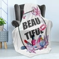 thumbnail image 4 of Girl Slogan Soft Flannel Fleece Throw Blanket, Text in a Wreath Frame Design Floral and Cosmeticsme Ribbon, Cozy Plush for Indoor and Outdoor Use, 60" x 80", Multicolor, by Ambesonne, 4 of 5