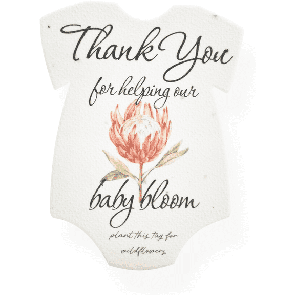 Seed Bloom 5pcs Onesie – Plantable Seed Paper for Baby Shower, Gender Reveal, & Other Life Events (Protea)