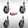 thumbnail image 2 of 5 Inch SS Black Poly Swivel 1 Inch Expanding Stem Caster Set 2 Total Lock Brakes, 2 of 2