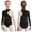 Black, variant on Kids Girls Long Sleeve Color Block Rhinestones Rhythmic Gymnastic Leotard for Ballet Dance Performance Burgundy 6