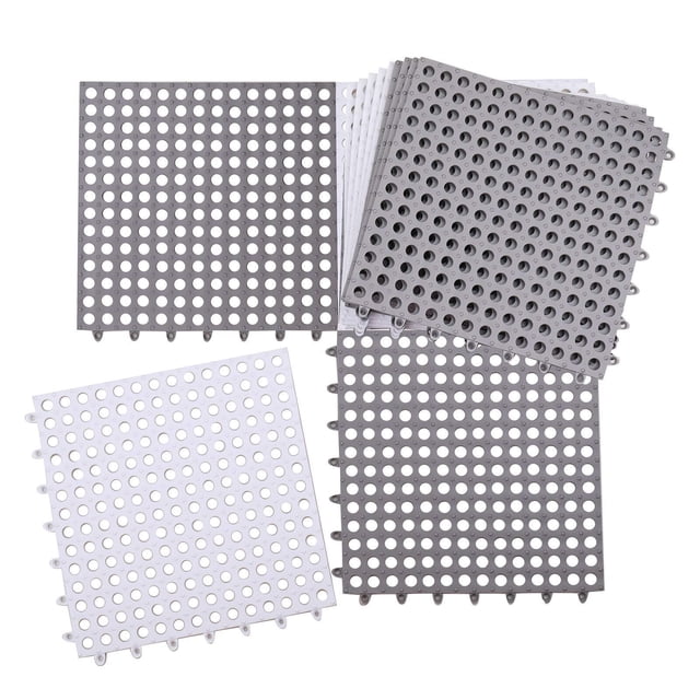 Drainage Interlocking Tiles, "xSoft PVC NonSlip Drain Tiles Vented Floor Tiles Shower Mat with Suction Cups for Bathroom Pool Kitchen Locker Room