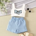 thumbnail image 5 of CUZIBR Child Summer Girls Outfit Sets 2 Piece O-Neck Cute Sleeveless Tops And Shorts Casual Playwear Breathable Toddler Kids Clothing Sets,Blue,11-12 Years, 5 of 5