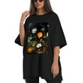 thumbnail image 4 of Plus Size Shirt for Women Oversized Black Tops for Women Short Sleeves Shirt for Women Flower Garden T Shirt Crewneck Shirt for Women M, 4 of 5