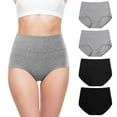 thumbnail image 1 of Ropa interior de algodón para mujer de cintura alta y cobertura completa, paquete de 4 unidades（L disponible）(A), 1 of 8