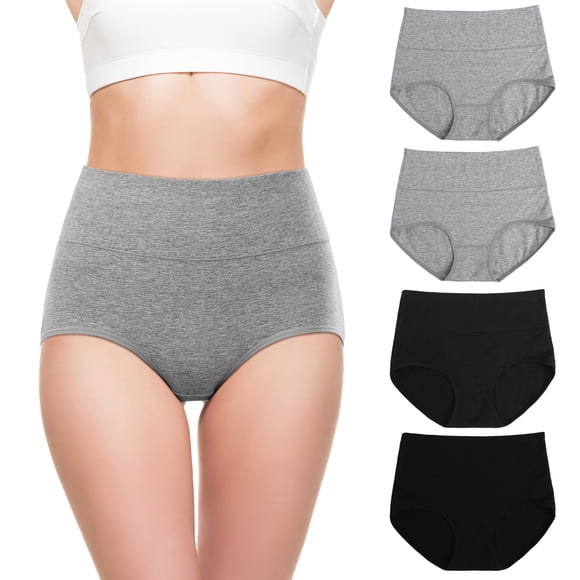 4 braguitas de mujer, de talle alto y elásticas.